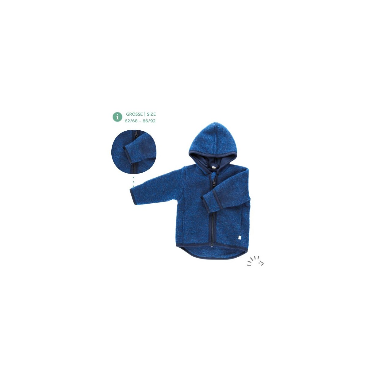 Iobio Wollfleece Jacke mit Kapuze 74/80  box